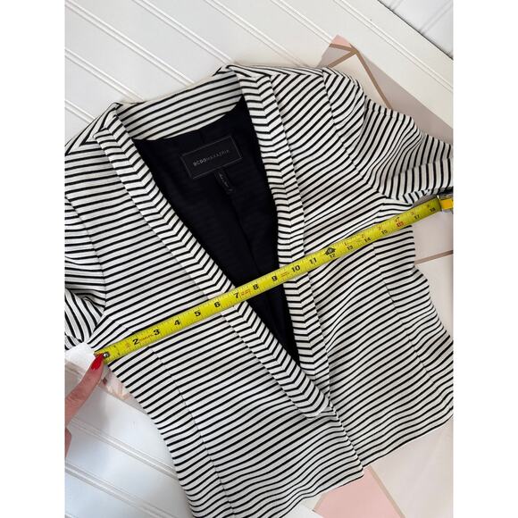 BCBGMAXAZRIA Hendrix Black White Striped Blazer Jacket Career Office Work Sz XS - Picture 4 of 7